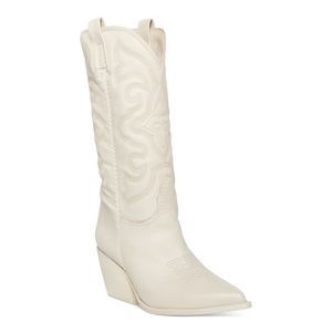 STEVE MADDEN Womens White Top Pull-Tabs West Leather Western Boot 6.5 M